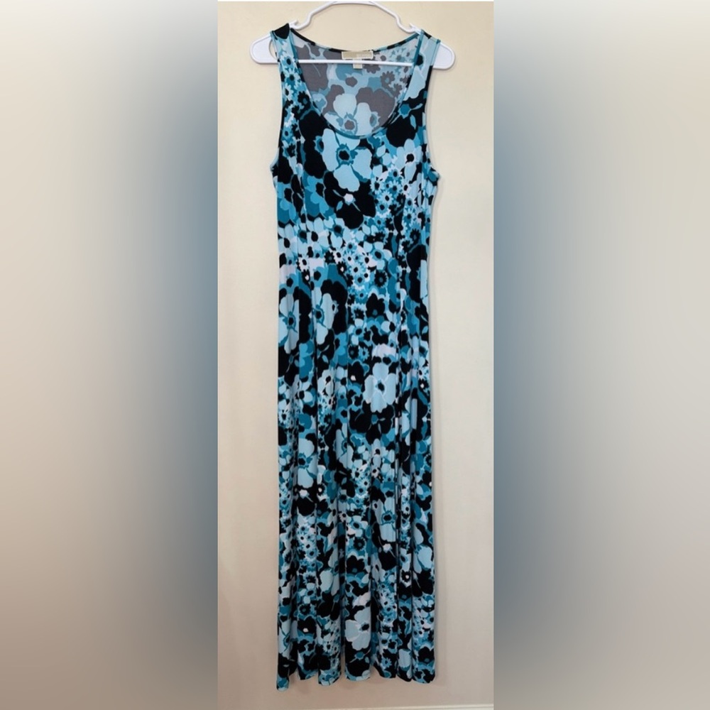 Michael Kors Aqua and Black Patterned Maxi Dress  NWOT - Picture 3 of 7